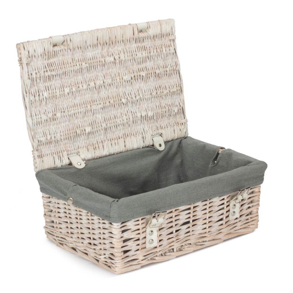 35cm Whitewash Willow Wicker Picnic Basket-7