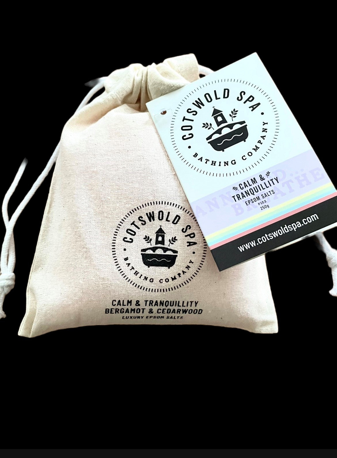 Calm & Tranquillity Epsom Salts Cotton Pouch with Bergamot & Cedarwood (250g)-1