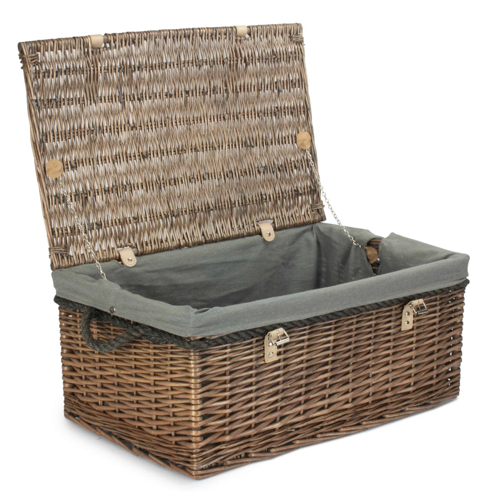 62cm Antique Wash Picnic Basket-4