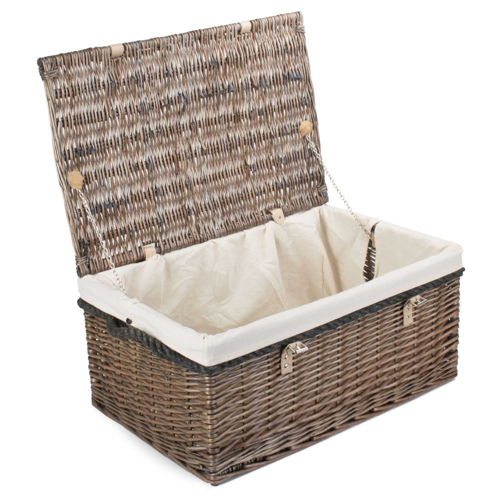 62cm Antique Wash Picnic Basket-2