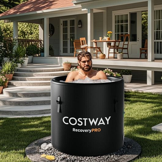 79 Gal Water Chiller Compatible Cold Plunge Tub with Cover-Black-0